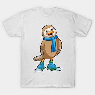 Bird as Skier with Ski & Scarf T-Shirt